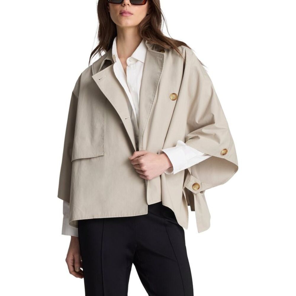 Kenneth Cole Womens Twill Trench Cape, Tan